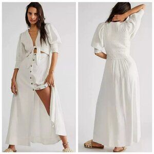Free People Women's String Of Hearts Front Tie Maxi Dress, Sz S